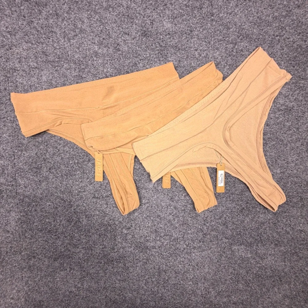 SKIMS Fits Everybody Thong 3 Pack Bundle Ochre Clay PN-THG-1635 Size 3X NWT